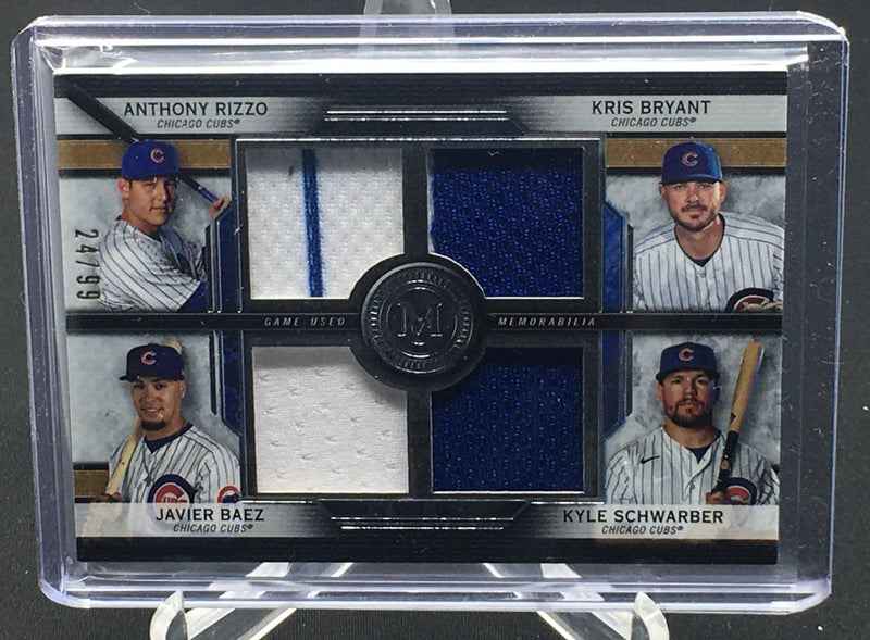 2020 TOPPS MUSEUM COLLECTION - PRIMARY PIECES QUAD RELICS - #FPR- RBBS - #'D/99 - A. RIZZO/ J. BAEZ / K. SCHWARBER / K. BRYANT - QUAD JERSEYS