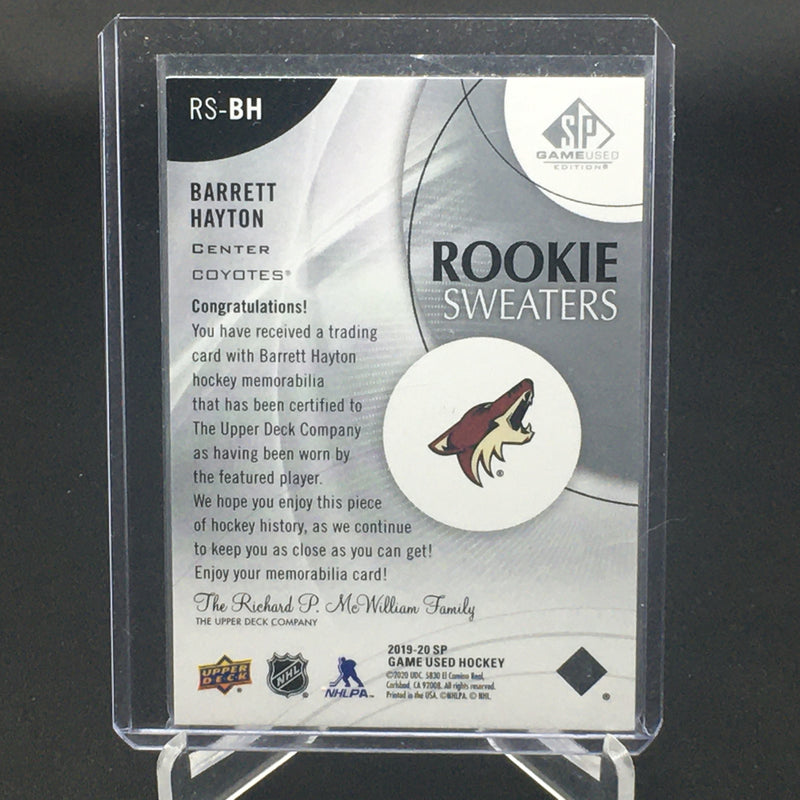 2019 UPPER DECK SP GAME USED - ROOKIE SWEATERS - B. HAYTON - #RS-BH - #'D/199 - RELIC - RC
