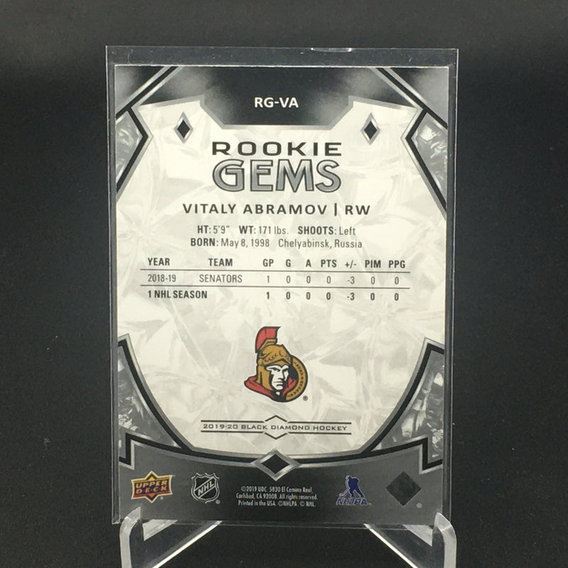 2019 UPPER DECK BLACK DIAMOND - ROOKIE GEMS - V. ABRAMOV - #RG-VA - #'D/399 - RC