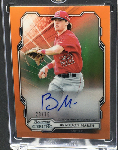2019 TOPPS BOWMAN STERLING - B. MARSH - #BSPA-BM - #'D/75 - AUTOGRAPH - ORANGE