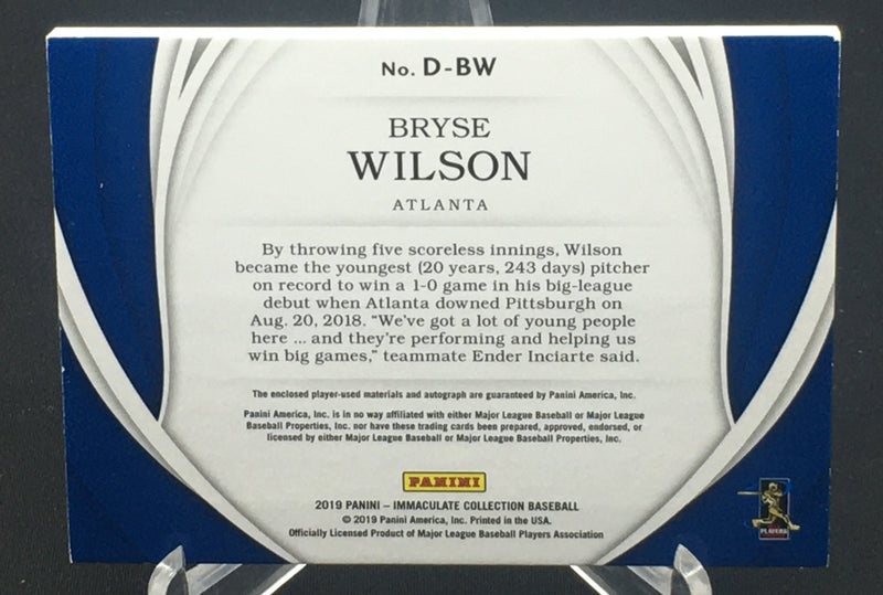 2019 PANINI IMMACULATE COLLECTION - B. WILSON - #D-BW - #'D/99 - AUTOGRAPH- DUAL JERSEY