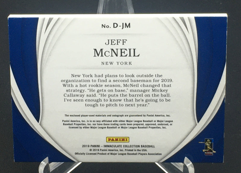 2019 PANINI IMMACULATE COLLECTION - J. MCNEIL - #D-JM - #'D/99 - AUTOGRAPH - PATCH