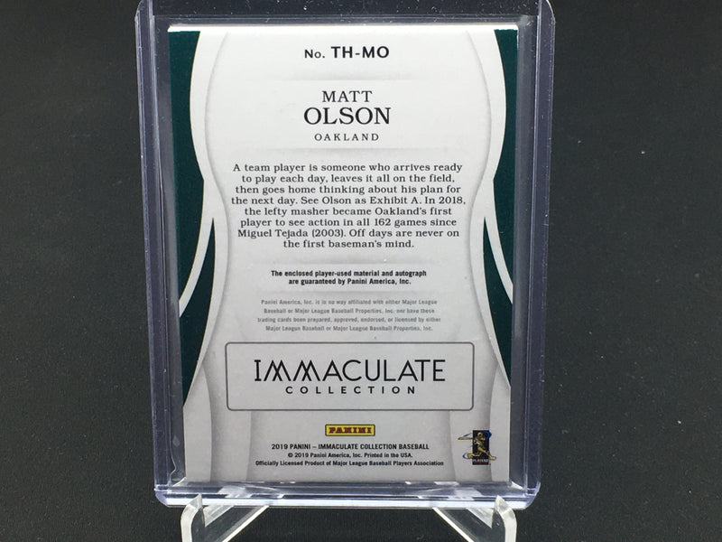 2019 PANINI IMMACULATE COLLECTION - M. OLSON - #TH-MO - #'D/10 - AUTO