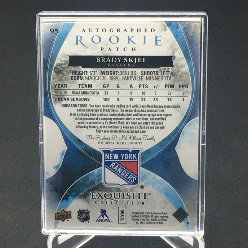 2016 UPPER DECK EXQUISITE COLLECTION - B. SKJEI - #95 - #'D/76 - PATCH - AUTOGRAPH - RC