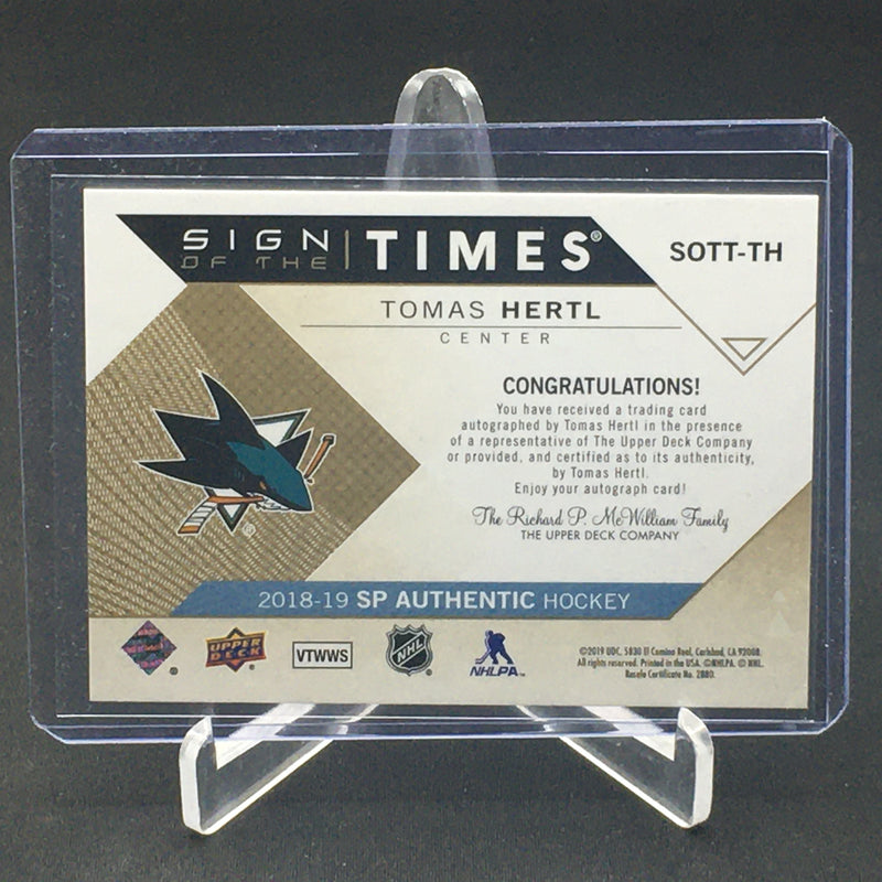2018 UPPER DECK SP AUTHENTIC - SIGN OF THE TIMES - T. HERTL - #SOTT-TH - #'D/51 - AUTOGRAPH