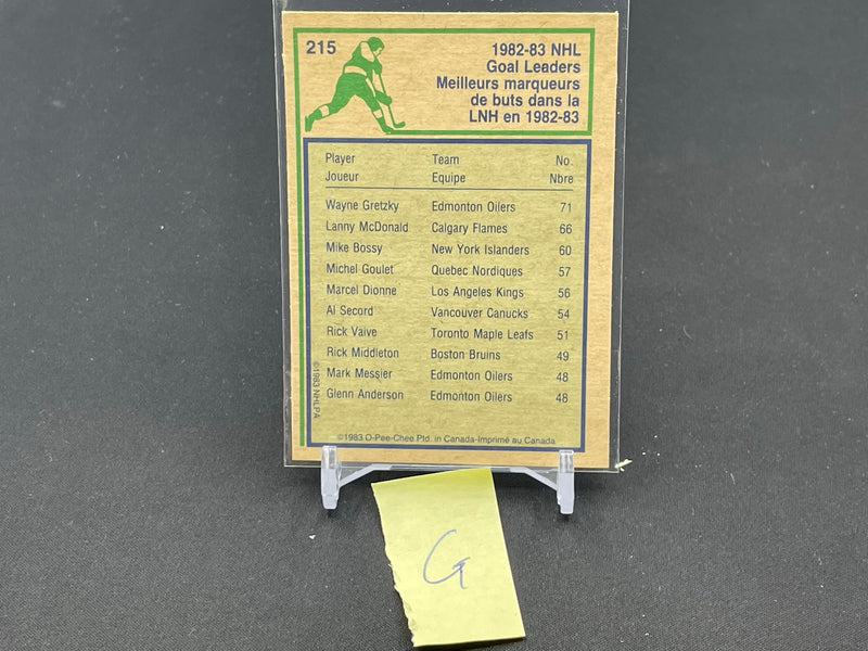 1983 O-PEE-CHEE - NHL GOAL LEADER - W. GRETZKY -