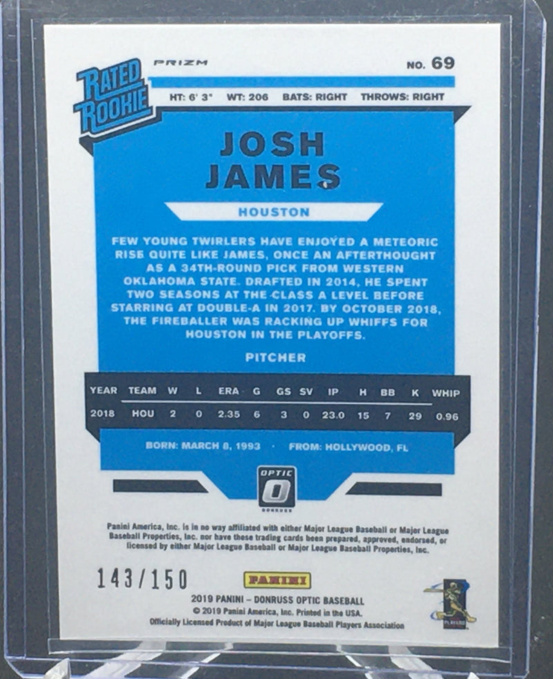 2019 PANINI DONRUSS OPTIC - RATED ROOKIE - J. JAMES - #69 - #'D/150 - RED WHITE BLUE PRIZM