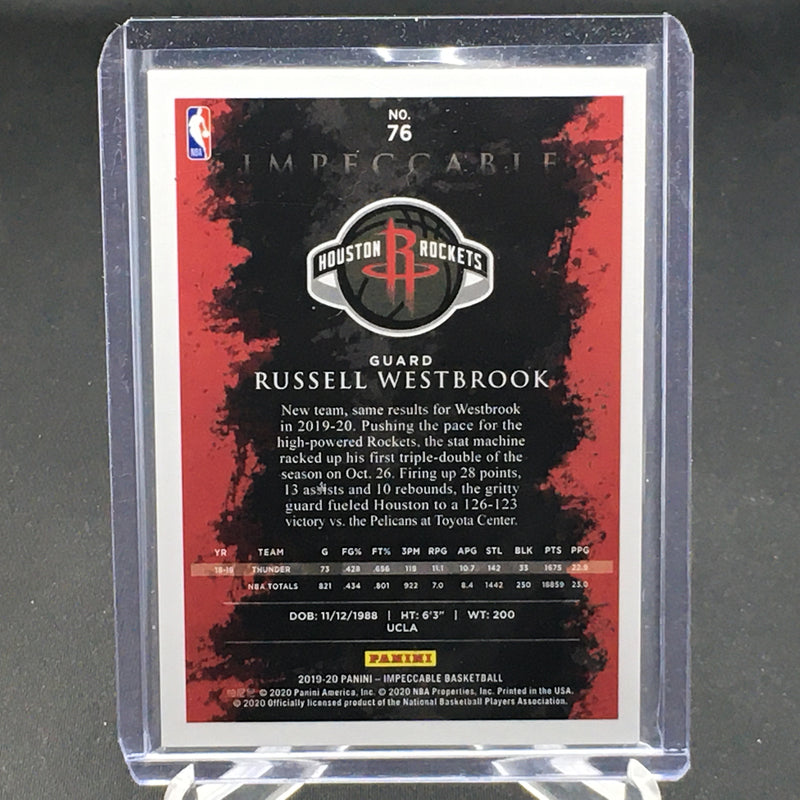 2019 PANINI IMPECCABLE - R. WESTBROOK - #76 - #'D/49