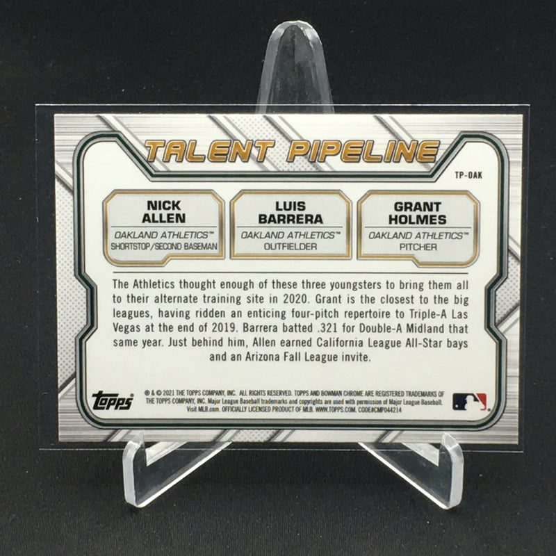2021 TOPPS BOWMAN CHROME - TALENT PIPELINE - N. ALLEN/ L. BARRERA/ G. HOLMES -