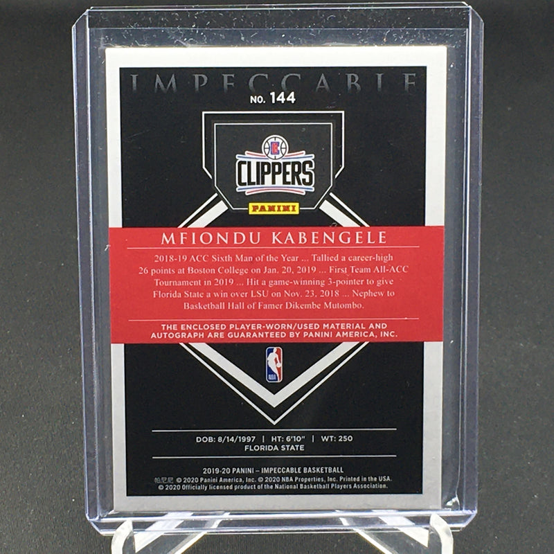 2019 PANINI IMPECCABLE - M. KABENGELE - #144 - #'D/99 - RELIC - AUTOGRAPH - RC