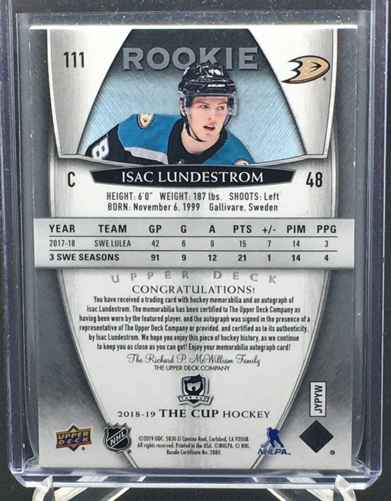 2018 UPPER DECK THE CUP - ROOKIE - I. LUNDESTROM - #111 - #'D/249 - AUTO/PATCH