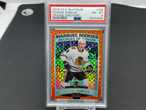 2019 O-PEE-CHEE PLATINUM -ORANGE CHECKERS - MARQUEE ROOKIES - D. KUBALIK - #186 - #'D/25 - PSA 8 - RC