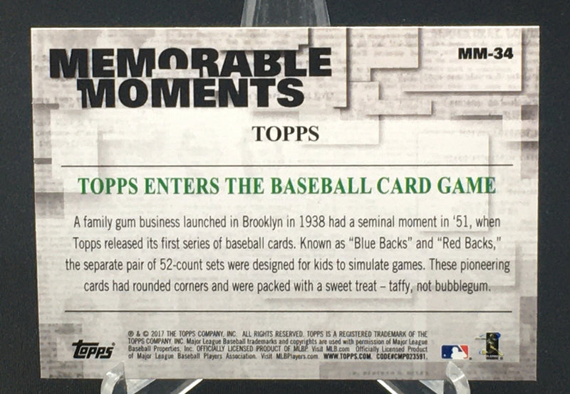 2017 TOPPS - MEMORABLE MOMENTS -