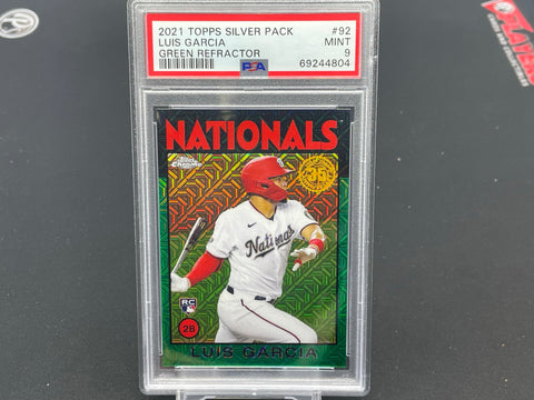 2021 TOPPS SILVER PACK - GREEN REFRACTOR - L. GARCIA - #86-BC92 - #'D/99 - PSA 9 - RC