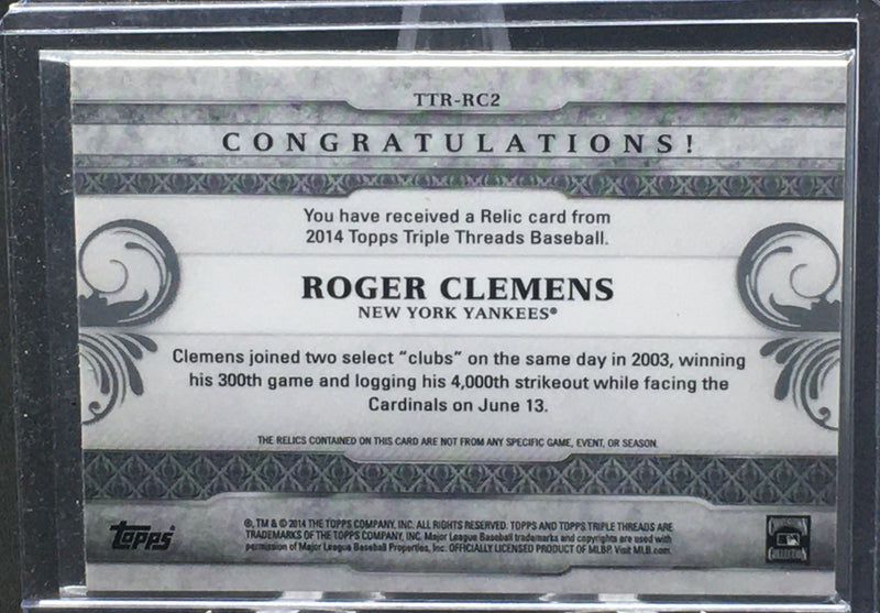 2014 TOPPS TRIPLE THREADS - R. CLEMENS - #TTR-RC2 - #'D/36 - JERSEY