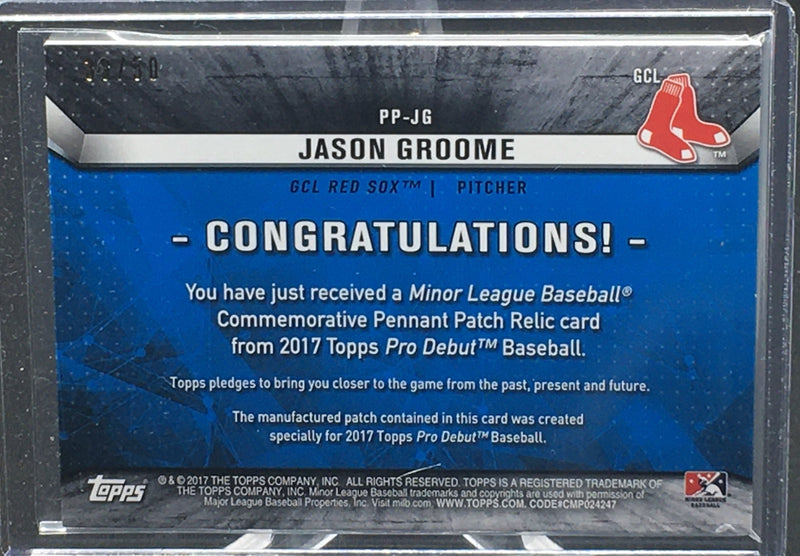 2017 TOPPS PRO DEBUT - PENNANT GOLD - J. GROOME - #PP-JG - #'D/50 - PATCH
