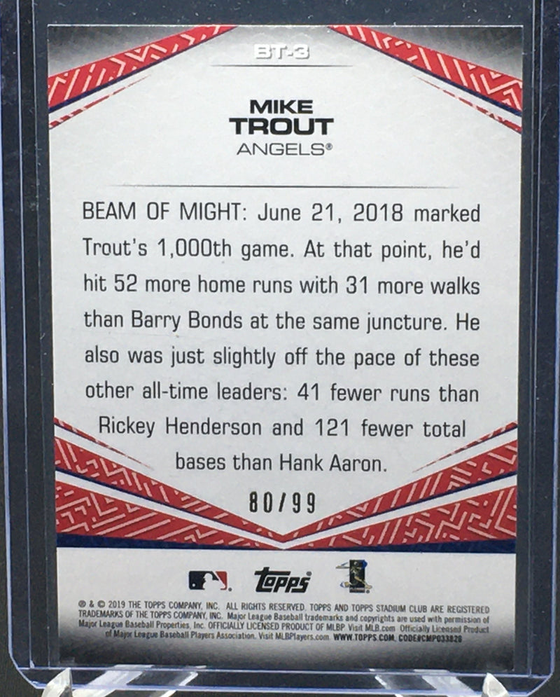 2019 TOPPS STADIUM CLUB - M. TROUT - #BT-3 - #'D/99