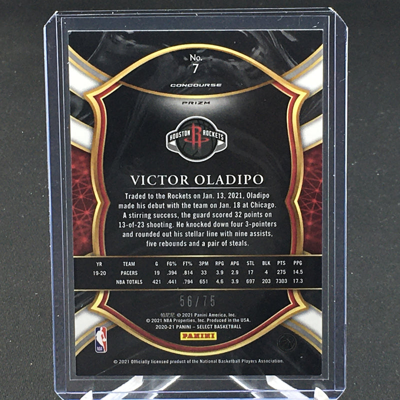 2020 PANINI SELECT BASKETBALL - CONCOURSE - NEON GREEN PRIZM - V. OLADIPO - #7 - #'D/75