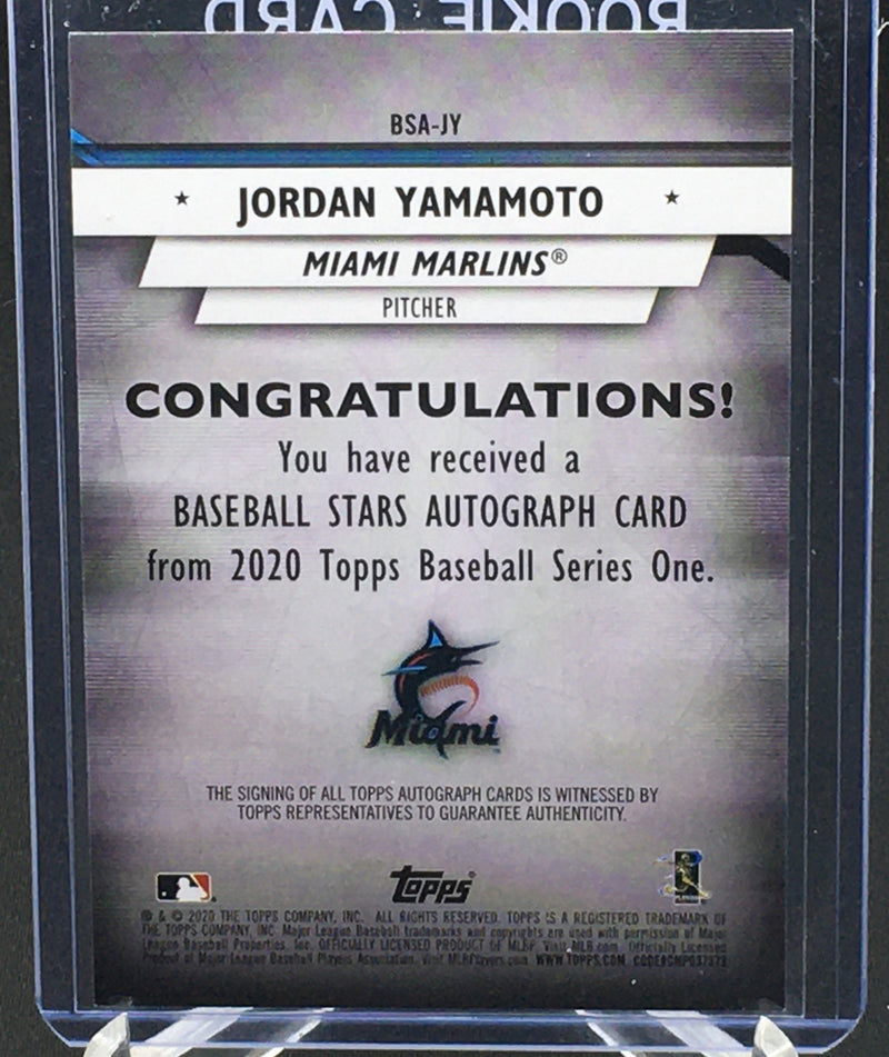 2020 TOPPS SERIES ONE - BASEBALL STARS BLACK - J. YAMAMOTO - #BSA-JY - #'D/199 - AUTOGRAPH - RC