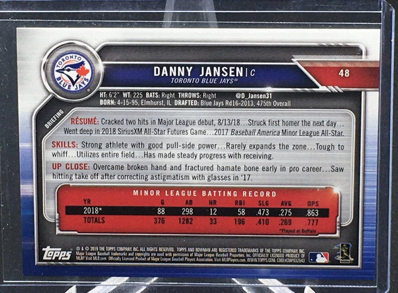 2019 TOPPS BOWMAN - D. JANSEN - #48 - #'D/150 - RC