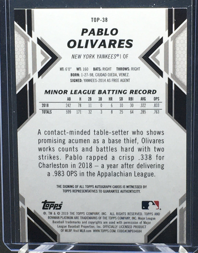 2019 TOPPS BOWMAN PLATINUM - P. OLIVARES -