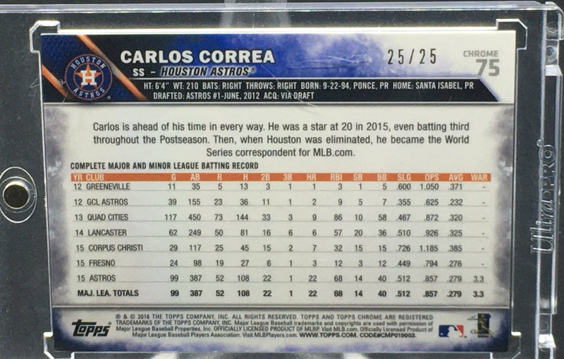 2016 TOPPS CHROME - FUTURE STARS - C. CORREA - #75 - #'D/25