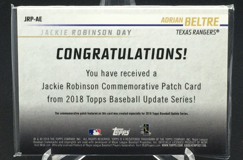 2018 TOPPS UPDATE SERIES - JACKIE ROBINSON DAY - A. BELTRE -