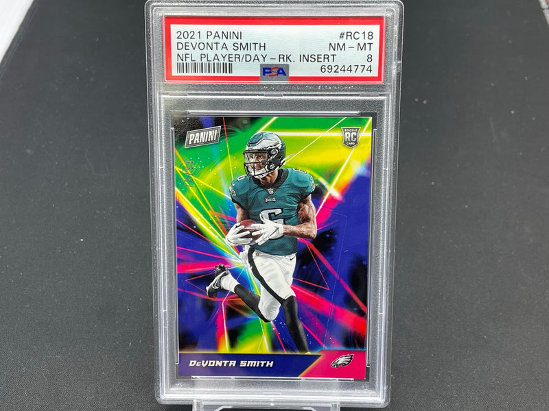 2021 PANINI PLAYER OF THE DAY - ROOKIE INSERT - D. SMITH - #RC18 - #'D/99 - PSA 8 - RC