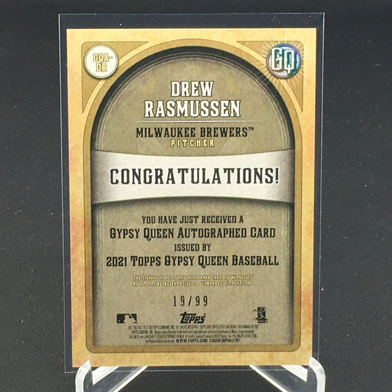 2021 TOPPS GYPSY QUEEN - BLUE - D. RASMUSSEN - #GQA-DR - #'D/99 - AUTOGRAPH