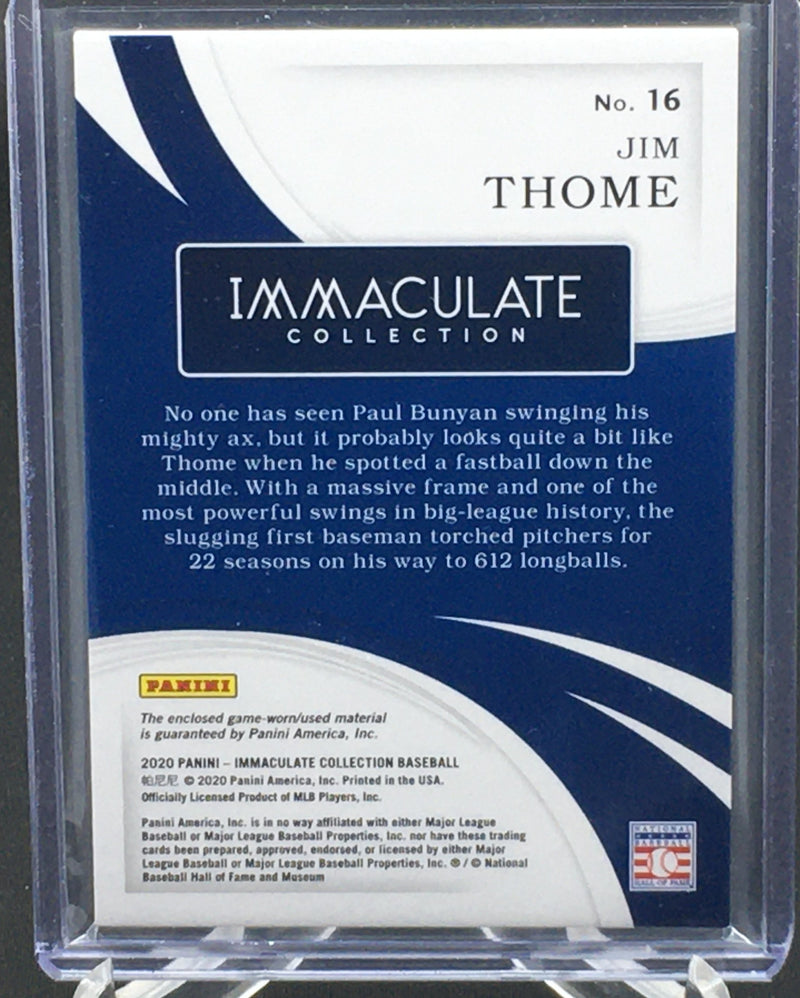 2020 PANINI IMMACULATE - J. THOME - #16 - #'D/99 - GAME USED MATERIAL
