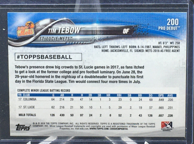 2018 TOPPS - PRO DEBUT - T. TEBOW -