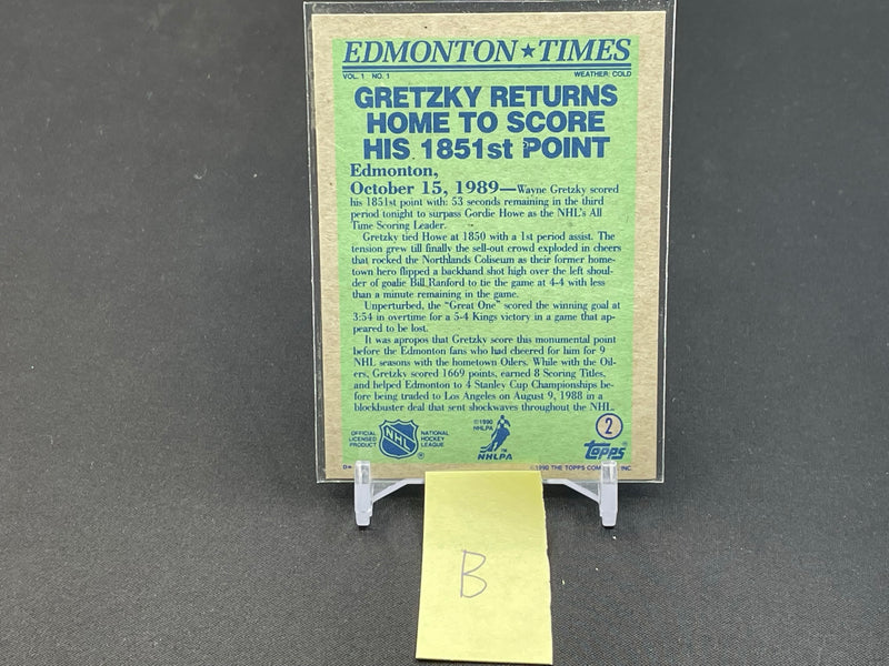 1990 TOPPS - EDMONTON TIMES - W. GRETZKY -