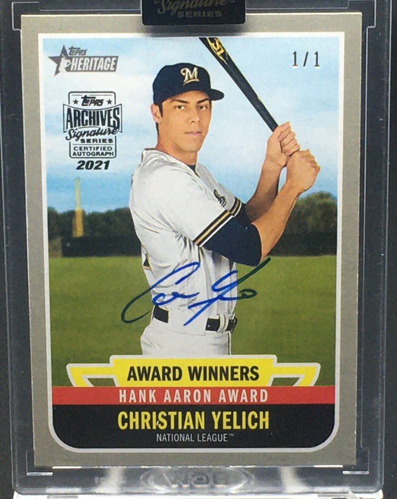 2021 TOPPS ARCHIVES SIGNATURE SERIES  - 2019 TOPPS HERITAGE -  C. YELICH - #AW-10 - #'D/1 - AUTOGRAPH