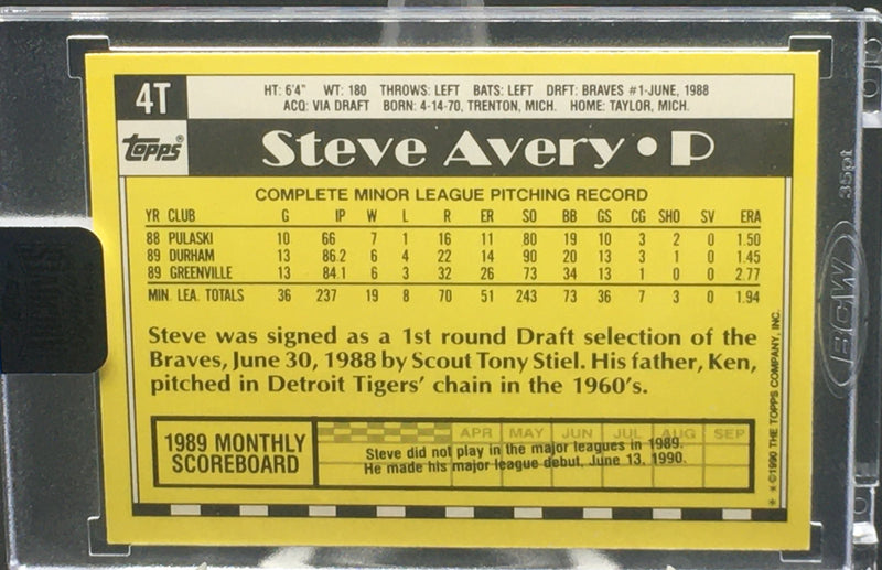 2018 TOPPS ARCHIVES SIGNATURE - 1990 TOPPS - S. AVERY - #4T - #'D/99 - AUTOGRAPH