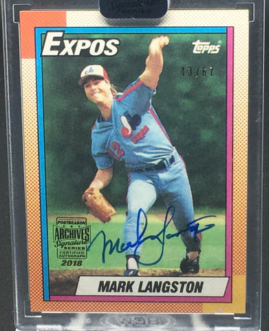 2018 TOPPS ARCHIVES SIGNATURE SERIES - 1990 TOPPS - M. LANGSTON - #530 - #'D/67 - AUTOGRAPH