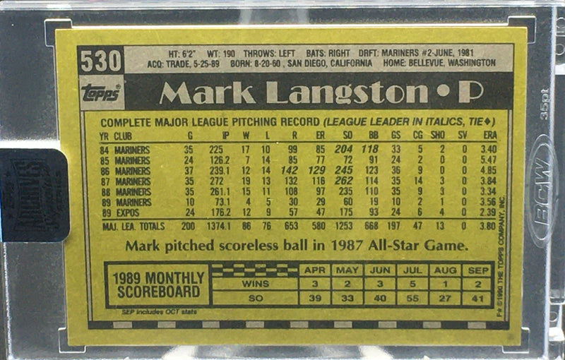2018 TOPPS ARCHIVES SIGNATURE SERIES - 1990 TOPPS - M. LANGSTON - #530 - #'D/67 - AUTOGRAPH