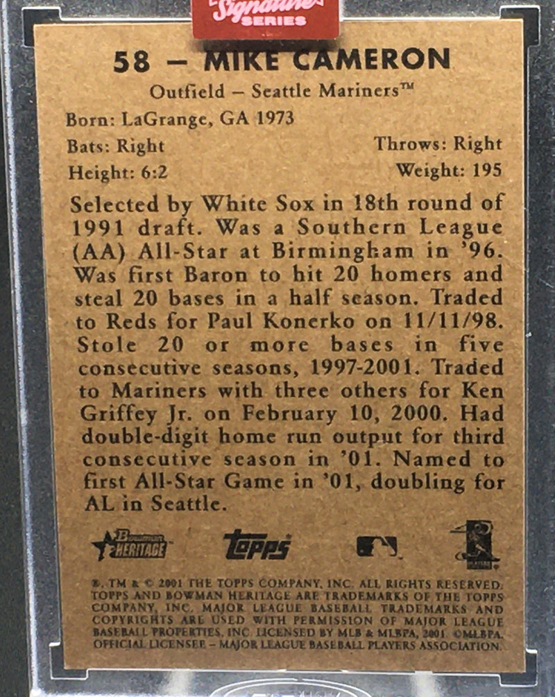 2019 TOPPS ARCHIVES SIGNATURE - 2001 BOWMAN HERITAGE - M. CAMERON - #58 - #'D/70 - AUTOGRAPH