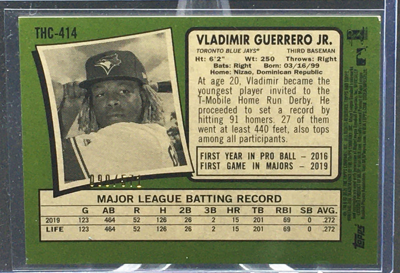 2020 TOPPS HERITAGE - V. GUERRERO JR. - #THC-414 - #'D/571 - CHROME