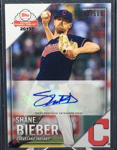 2019 TOPPS NATIONAL BASEBALL CARD DAY - S. BIEBER - #AU-SB - #'D/500 - AUTOGRAPH