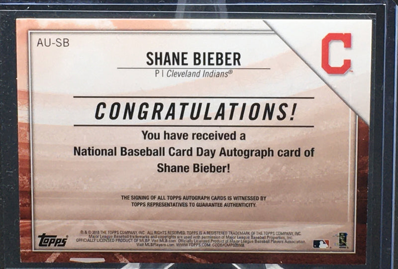 2019 TOPPS NATIONAL BASEBALL CARD DAY - S. BIEBER - #AU-SB - #'D/500 - AUTOGRAPH