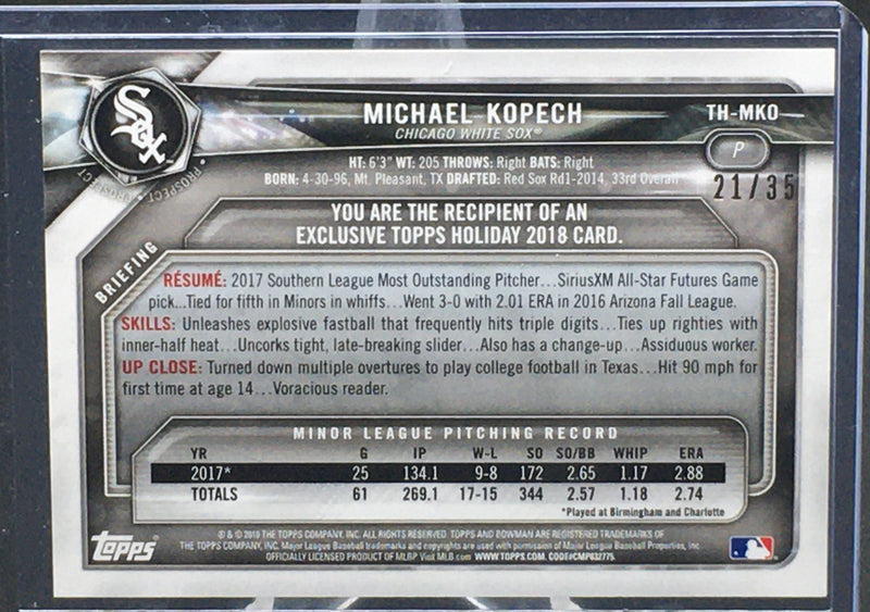 2018 TOPPS BOWMAN - HOLIDAY - M. KOPECH - #TH-MKO - #'D/35