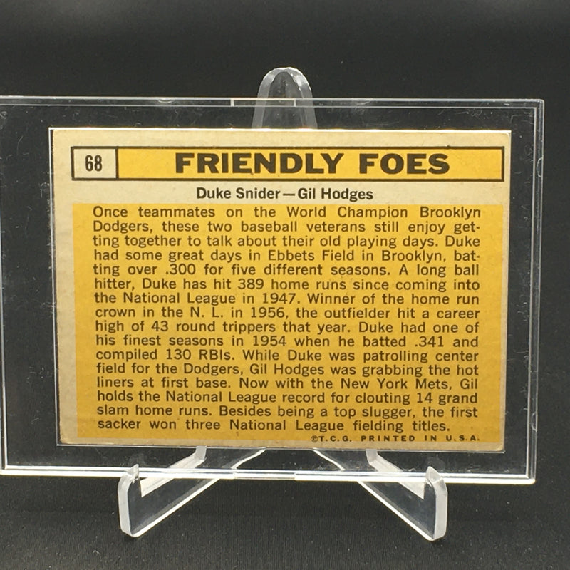 1963 TOPPS - FRIENDLY FOES - D. SNIDER/ G. HODGES -