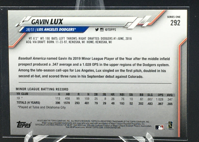 2020 TOPPS SERIES ONE - G. LUX -
