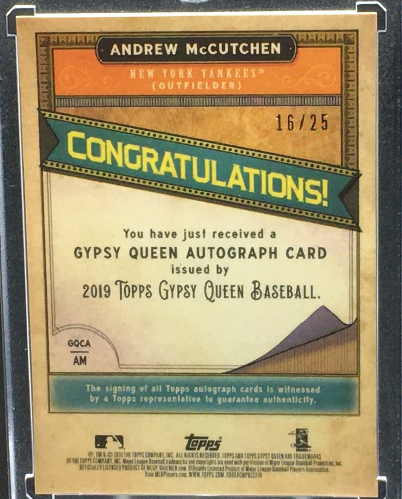 2019 TOPPS GYPSY QUEEN - A. MCCUTCHEN - #GQCA-AM - #'D/25 - AUTOGRAPH