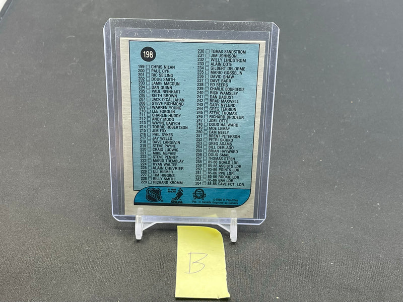 1986 O-PEE-CHEE - CHECKLIST -