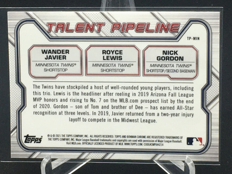 2021 TOPPS BOWMAN CHROME - TALENT PIPELINE - W. JAVIER/ R. LEWIS/ N. GORDON -