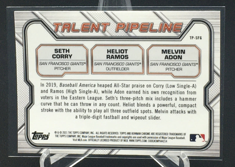 2021 TOPPS BOWMAN CHROME - TALENT PIPELINE - S. COREY/ H. RAMOS/ M. ADON -