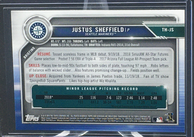 2019 TOPPS BOWMAN - HOLIDAY - J. SHEFFIELD -