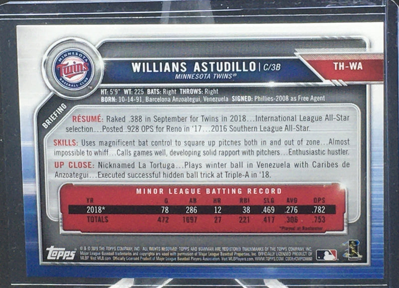 2019 TOPPS BOWMAN - HOLIDAY - W. ASTUDILLO -