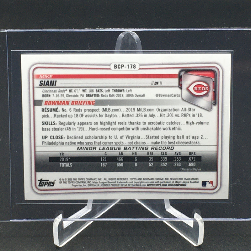 2020 TOPPS BOWMAN CHROME - BLUE REFRACTOR - M. SIANI - #BCP-178 - #'D/150